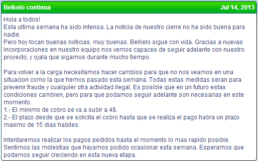 Belkelo anuncia que continua Belkelo anuncia que sigue