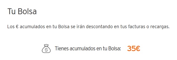 Mi crédito de 35€ para descontar la próxima factura