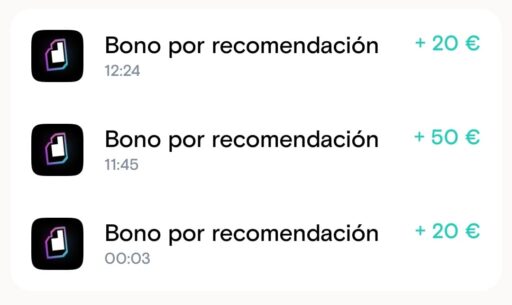 Bonos recibidos por recomendación