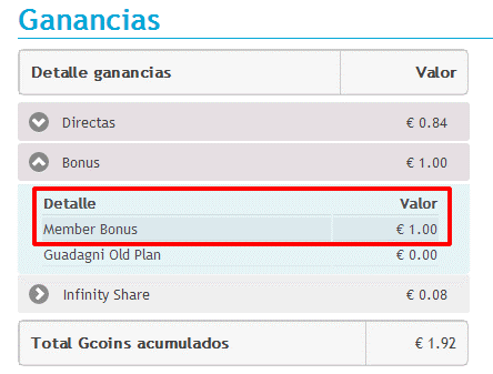 Bonus acreditado bonus