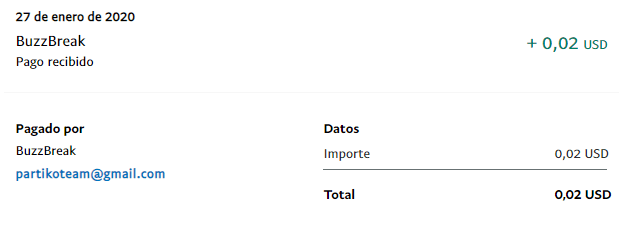 Prueba de pago de BuzzBreak pago