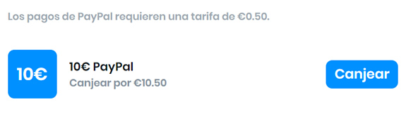 Canjear 10€ paypal
