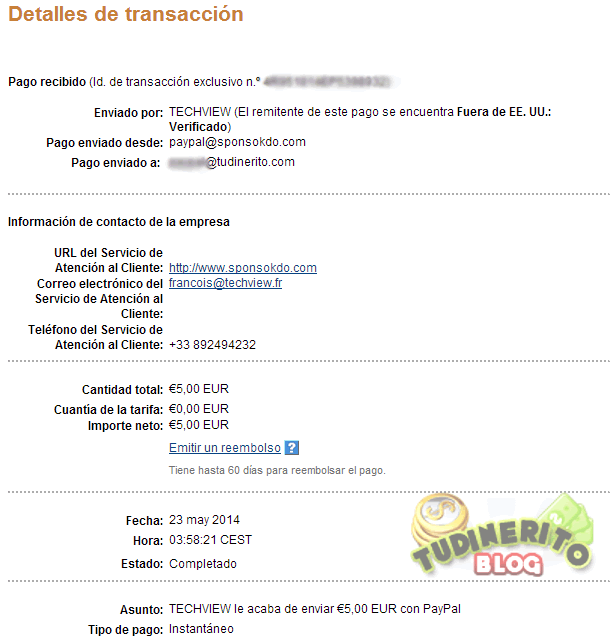He cobrado 5€ de Sponsokdo cobro-sponsokdo