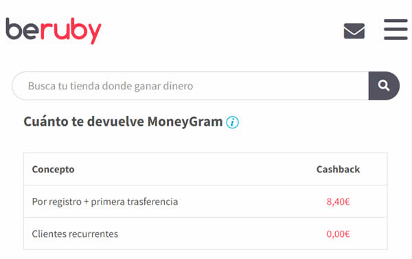 MoneyGram devuelve 8,40€