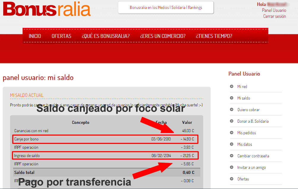 Detalles de mi saldo en Bonusralia detalles-bonusralia