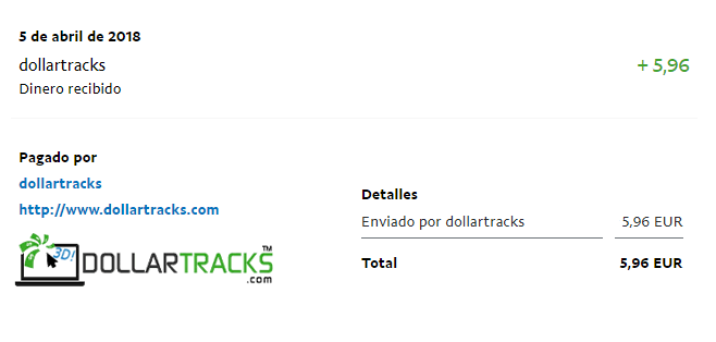 Dollar Tracks me paga 5,96€ Pago Dollar Tracks abril