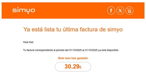 Mi primera factura (fibra + 2 móviles)