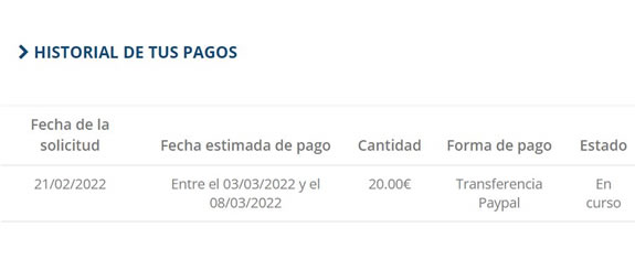 Fecha estimada de pago