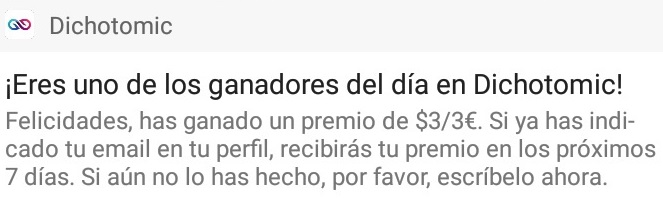 Ganador 3 euros