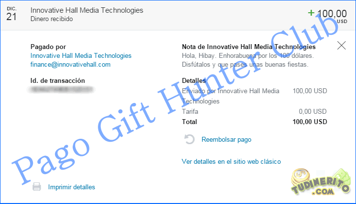 Pago Gift Hunter Club (100$) ghc-diciembre