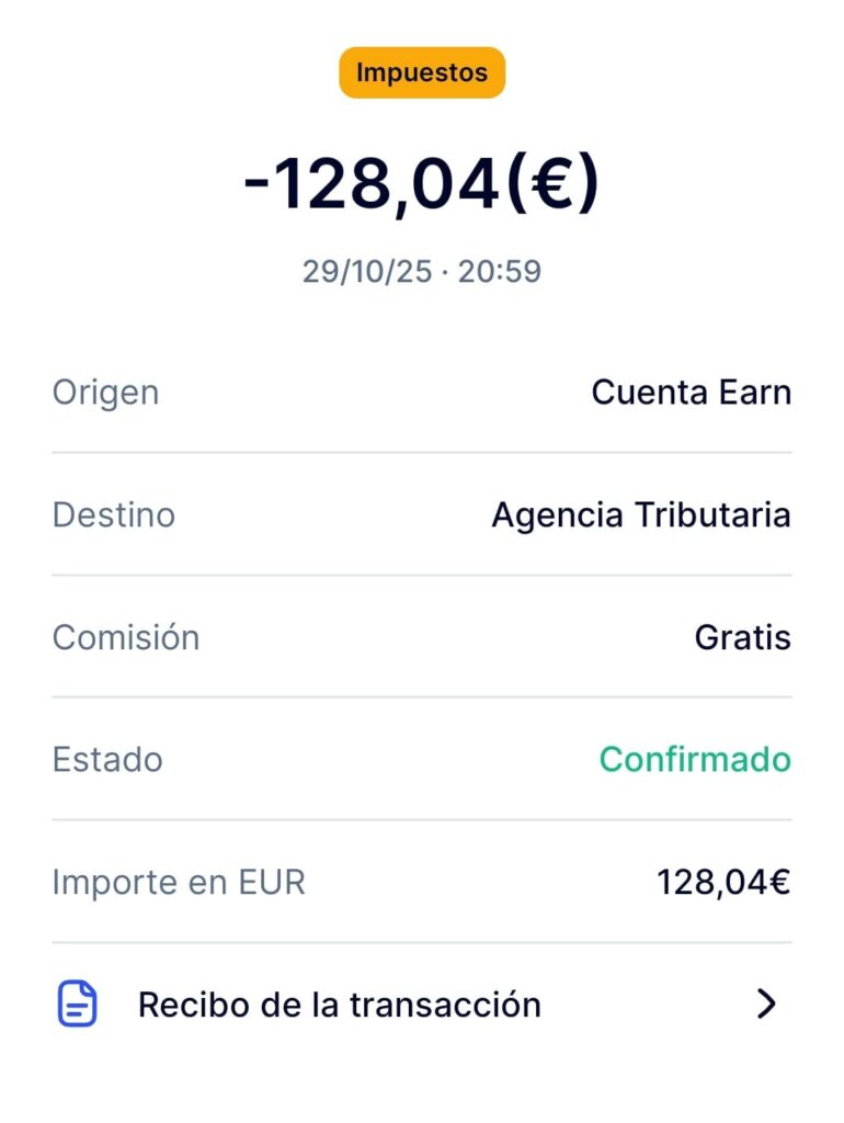 Impuestos que he pagado en la app RAND