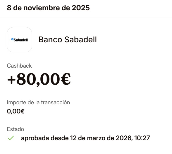 Me dieron 80€ por abrir la cuenta Sabadell