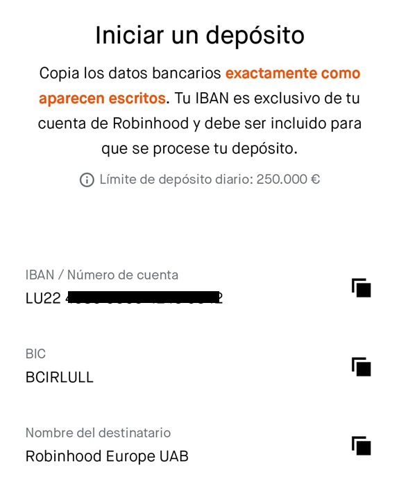 Ingresar dinero en Robinhood