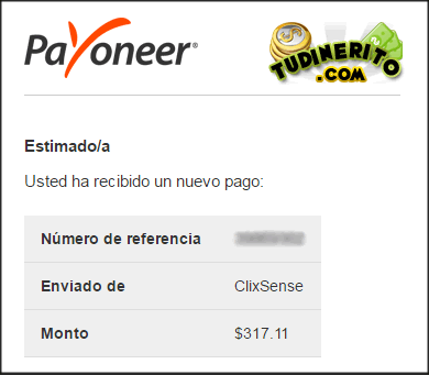Mi segundo pago en Clixsense mediante Payoneer Pago Clixsense (marzo)