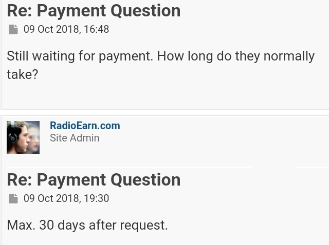 El administrador indicando que pagan en un plazo máximo de 30 días 30 días máximo