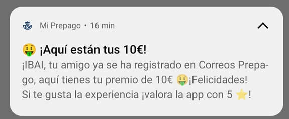 Notificación Correos Prepago