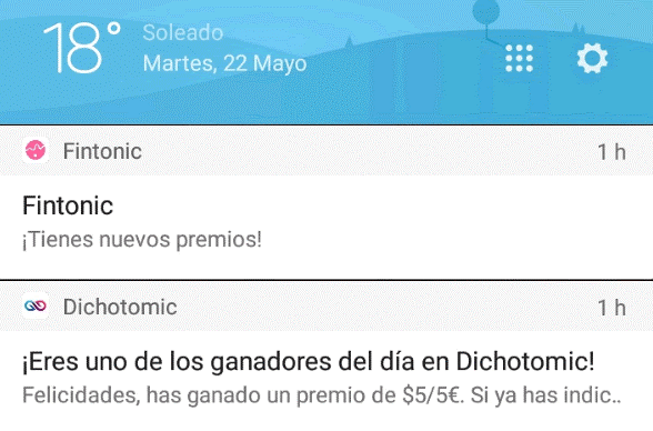 Notificaciones premios