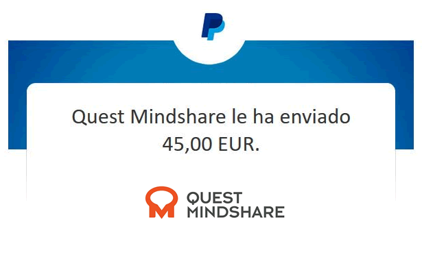 Prueba de pago de 45€ en Quest Mindshare pago Quest Mindshare