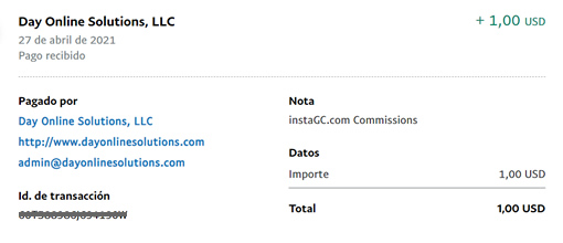 Pago abril 2021 insta gc