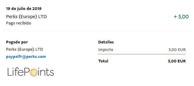 He ganado 5€ en LifePoints 5€ lifepoints