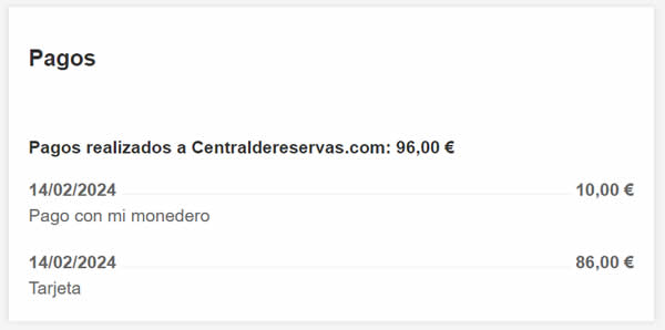 Pago realizado: 86&euro;
