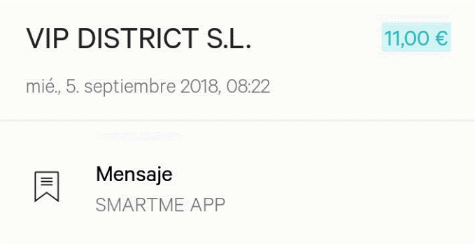 Prueba de pago de Smartme App Pago Smartme App