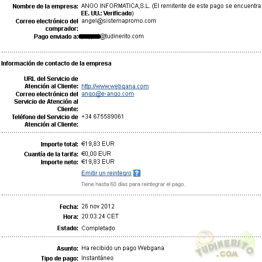 Pago Webgana 26 Noviembre