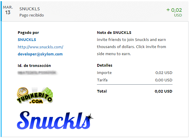Comprobante Snuckls