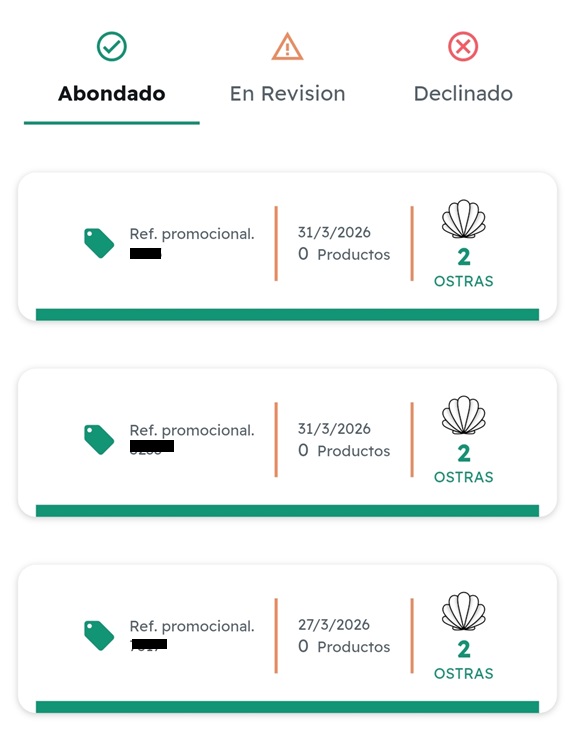 Puntos acumulados en Ostras