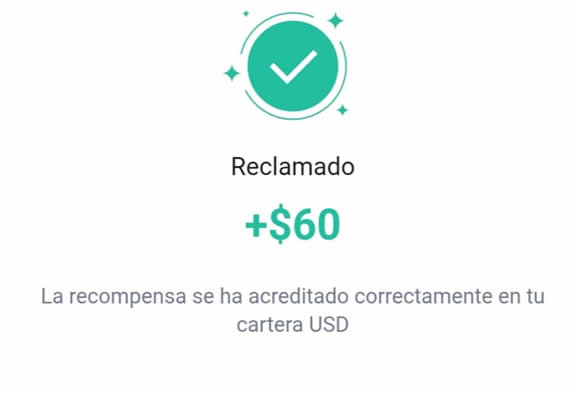 Recompensa de 60$ reclamada en Youhodler