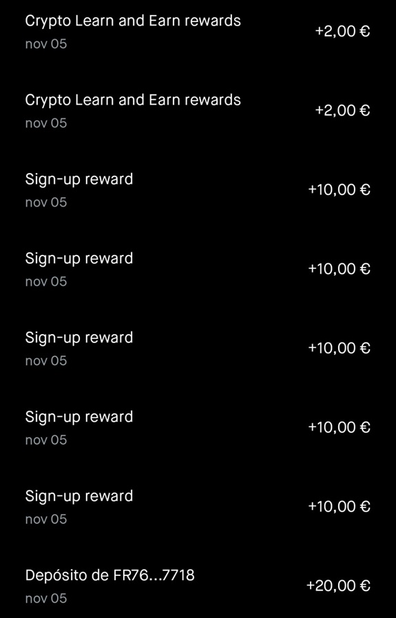 Recompensas recibidas en Robinhood