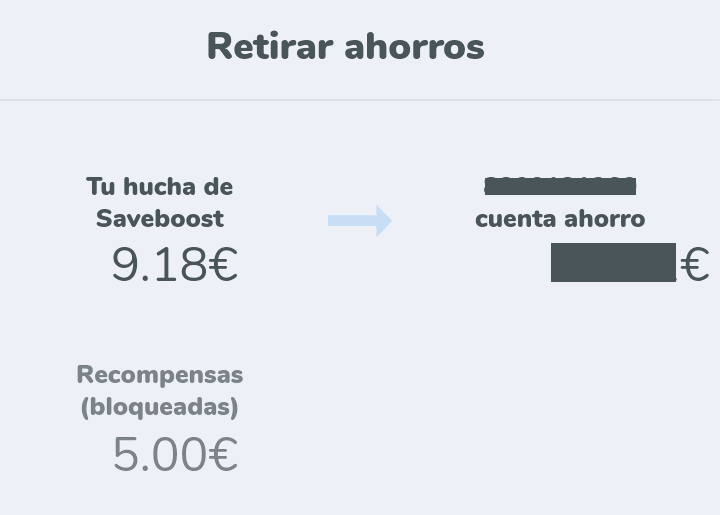 Para retirar los 5€ tienen que pasar 3 meses y se desbloquea Retirar ahorros