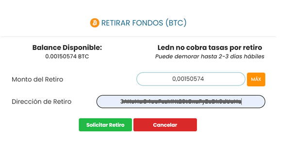 Retirar fondos BTC