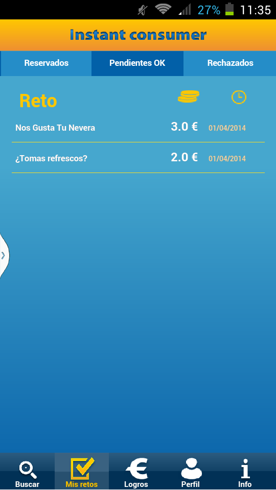 Retos completados en Instant Consumer retos