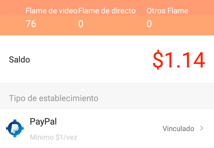 Saldo (1,14$) y paypal vinculado Saldo y paypal vinculado