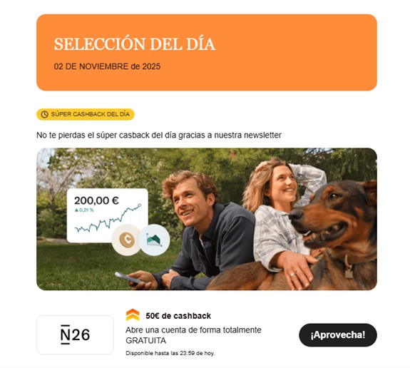 Super cashback del día