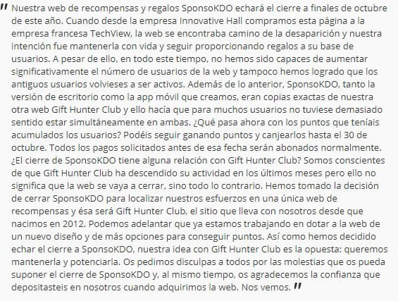 Comunicado de Sponsokdo comunicado sponsokdo