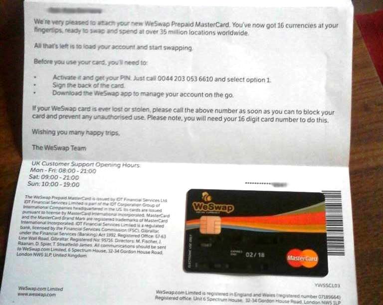 Mi tarjeta con los 7€ tarjeta-weswap