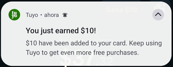 10$ ganados en Tuyo