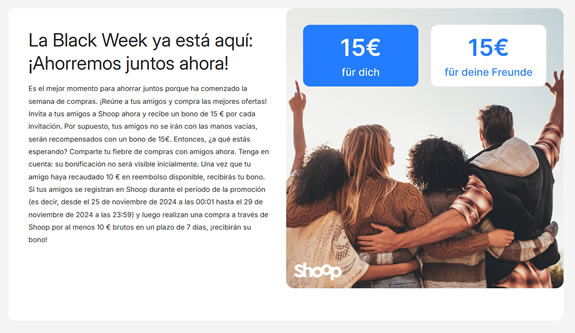 15€ por amigo y 15€ para el amigo