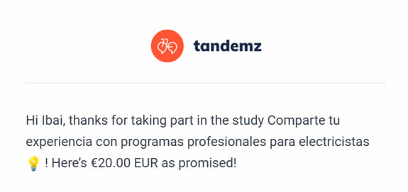 Premio recibido de 20€
