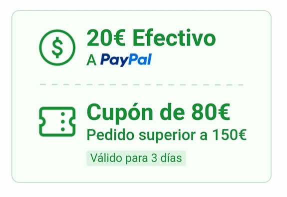20 euros en efectivo y 80 euros en cup&oacute;n