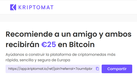 25€ por invitar amigos a Kriptomat