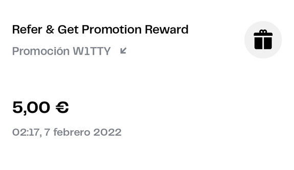 Notificación 5€ ganados en W1tty