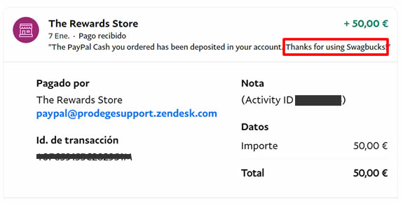 50 euros ganados en mi cuenta de paypal