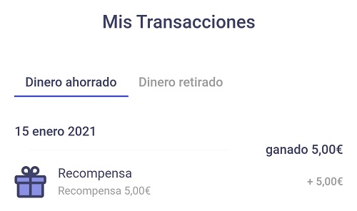 5€ por haber invitado a una persona 5 euros