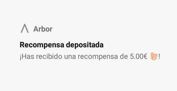 5€ recibidos en Arbor :) 5€ arbor