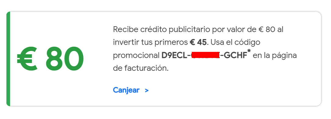 Cup&oacute;n de 80 euros
