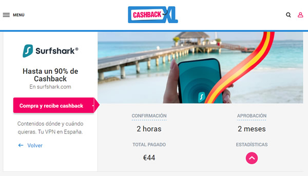 Hasta un 90% en cashback en Surfshark
