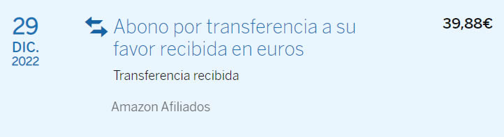 Abono recibido en diciembre